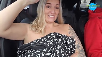 Daring Daylight Striptease In A Car