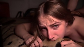 Cute Teen Mouthily Takes Cumshot After Rough Sex