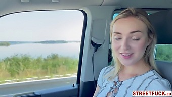 Blonde Bombshell Oxana'S Car Sex Adventure Captured In 60fps