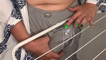Stepdad'S Enormous Penis Rubbing Against The Clothes Dryer As His Stepson Observes