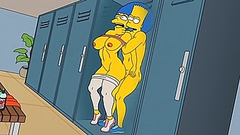 Marge, A Housewife In The World Of Hentai, Moans With Ecstasy As She Receives A Hot Load In Her Rear End And Ejaculates In Various Directions