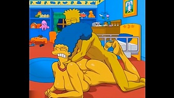 Marge, A Housewife In The World Of Hentai, Moans With Ecstasy As She Receives A Hot Load In Her Rear End And Ejaculates In Various Directions